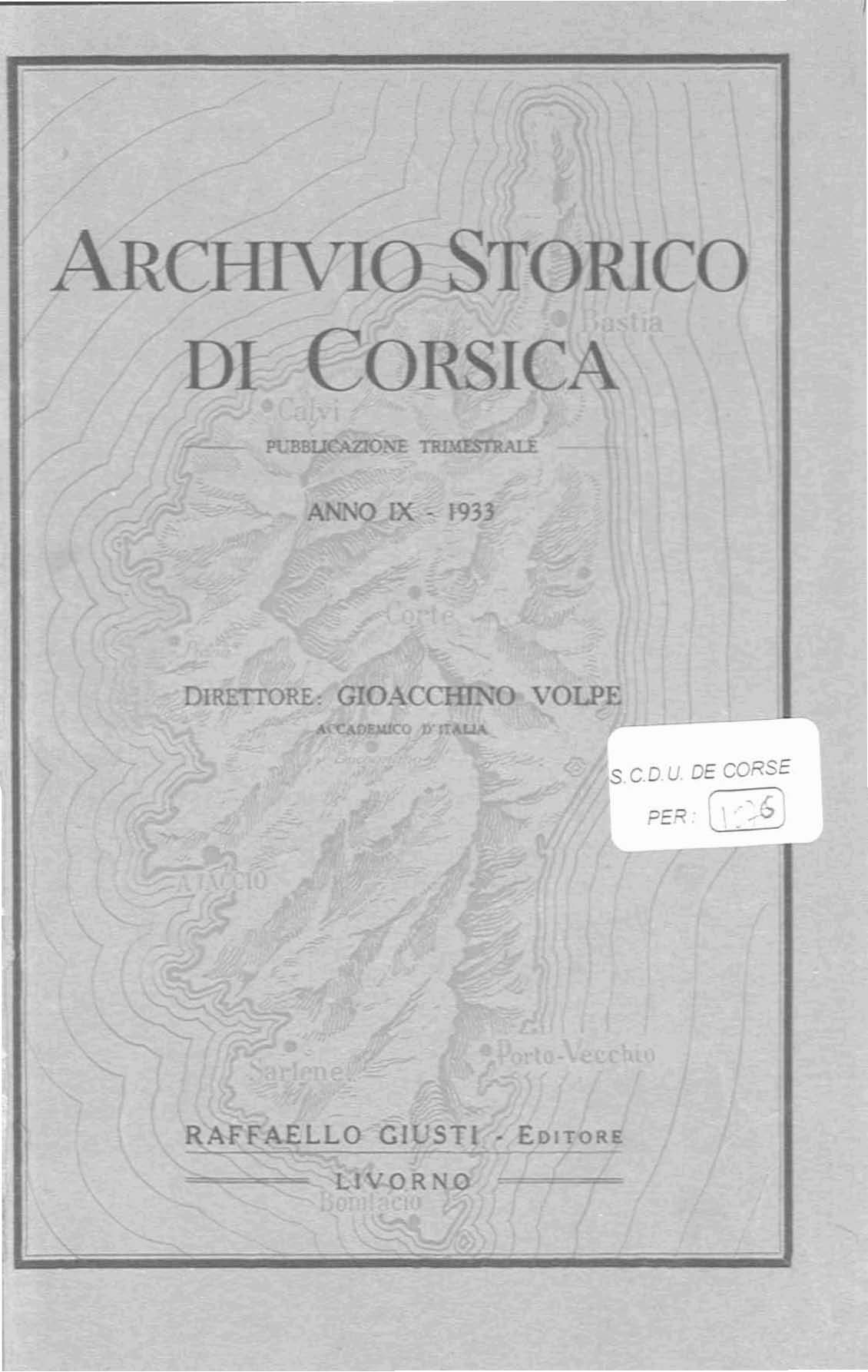 >Archivio Storico di Corsica (1933)