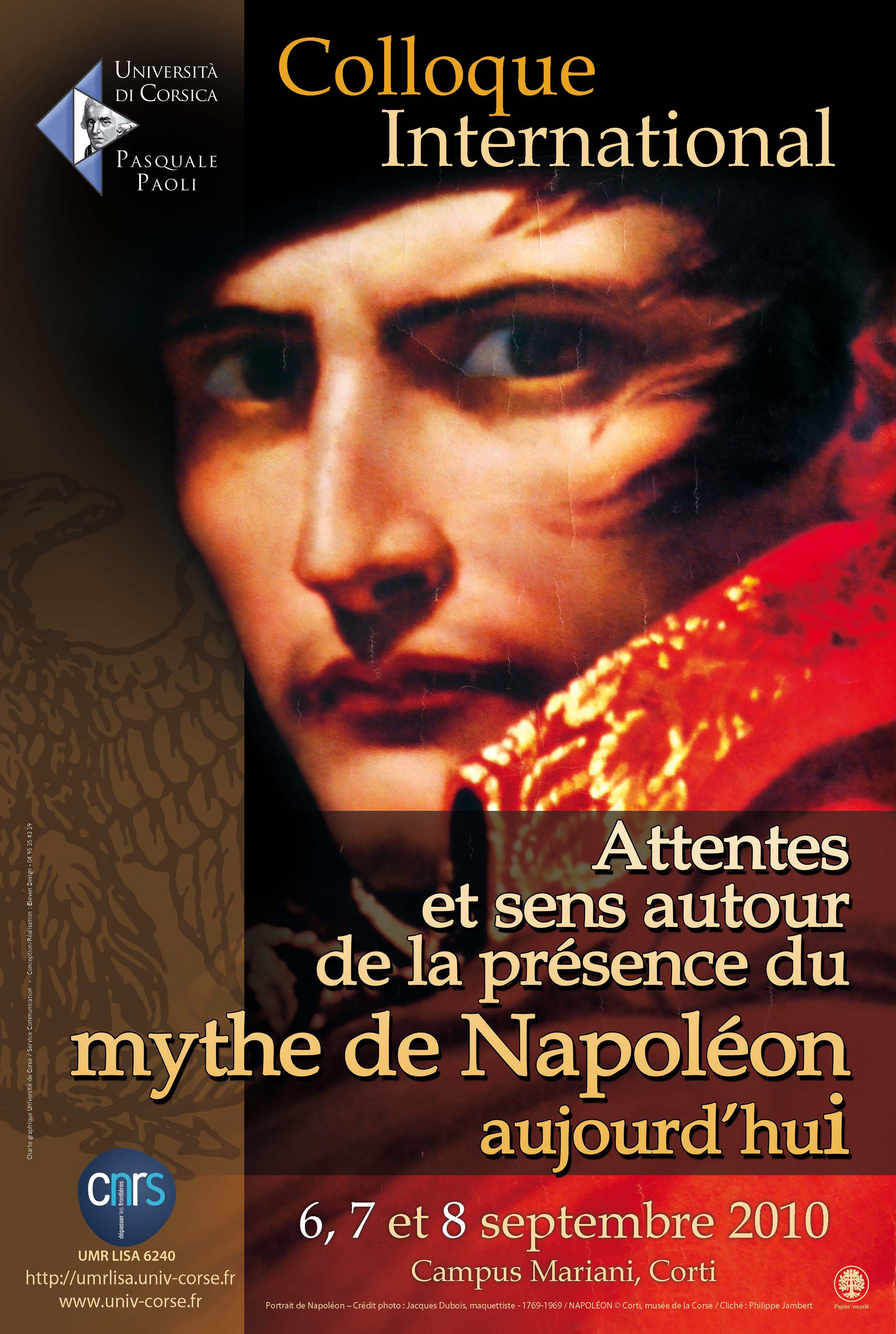 >Colloque Attentes et sens autour de la présence du mythe de Napoléon aujourd’hui