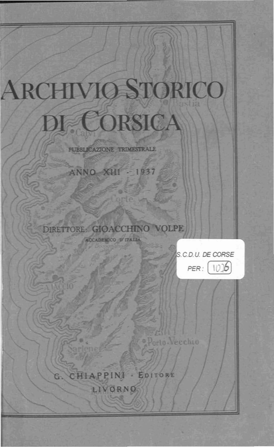 >Archivio Storico di Corsica (1937)