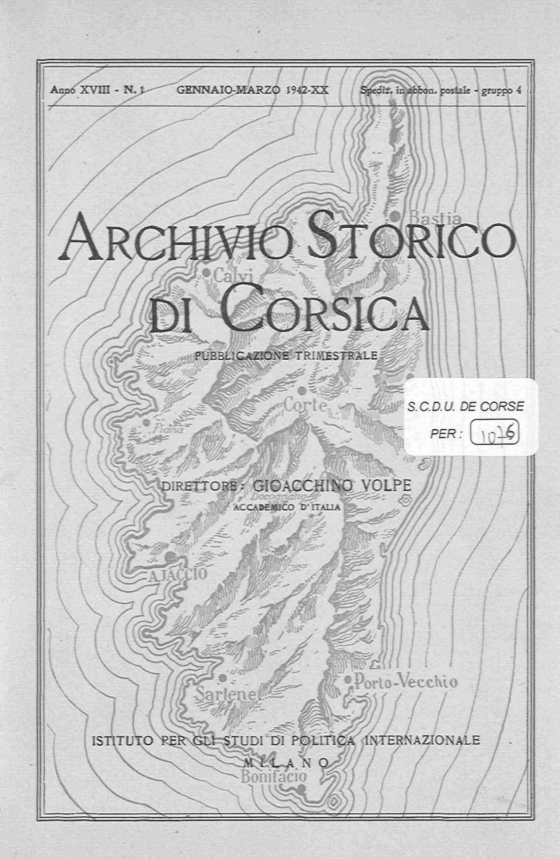 >Archivio Storico di Corsica (1942, 1943)