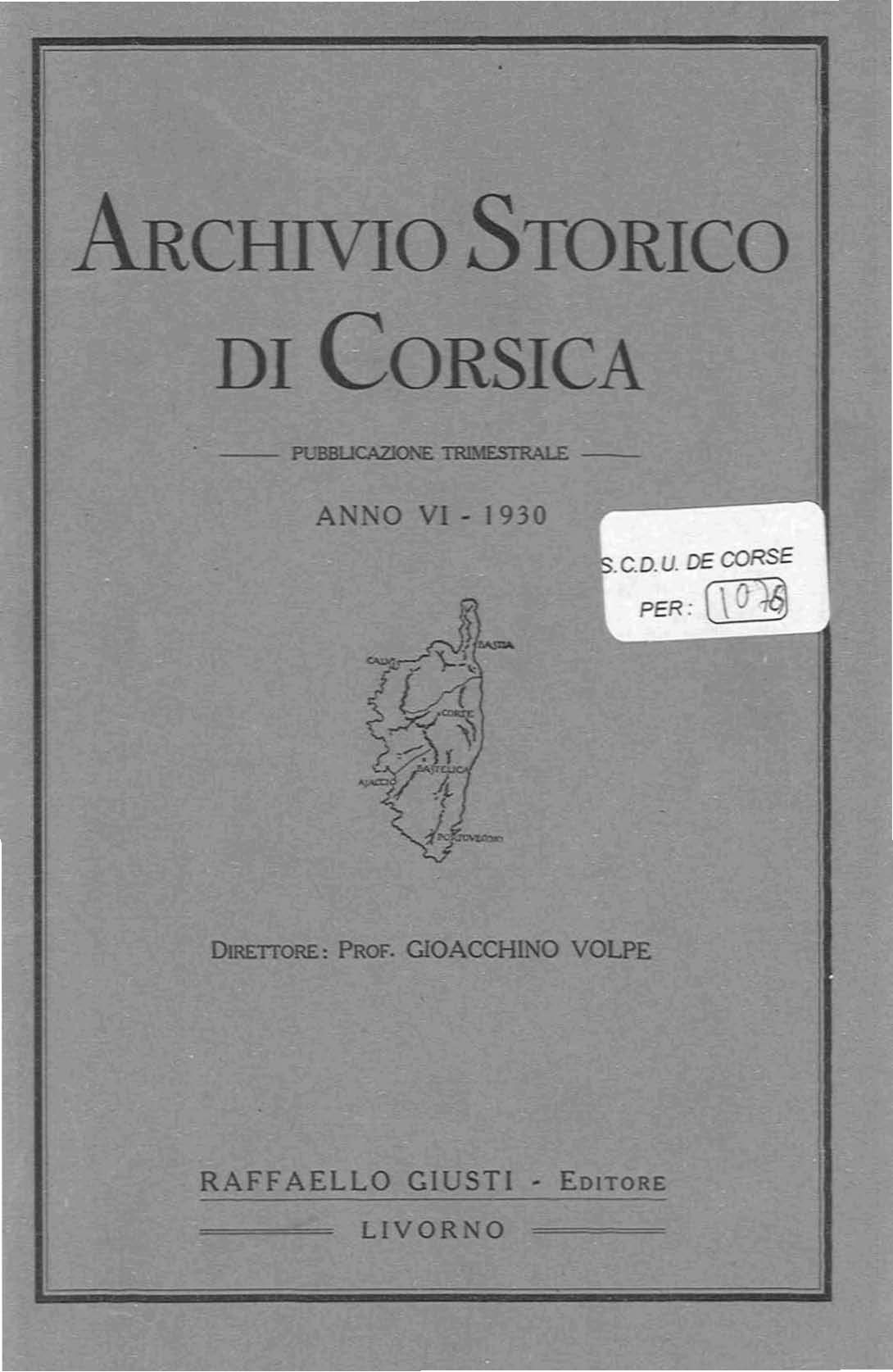>Archivio Storico di Corsica (1930)