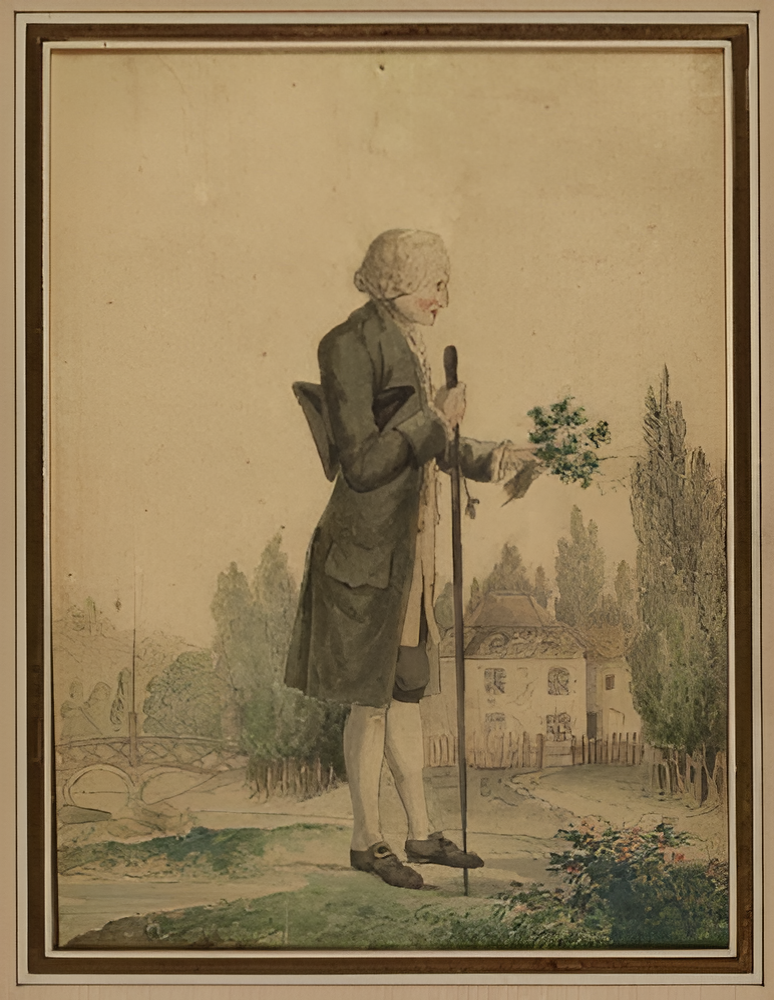 Jean-Michel Moreau, Jean-Jacques Rousseau herborisant à Ermenonville en juin 1778, vers 1778, estampe, Paris, Musée Carnavalet.