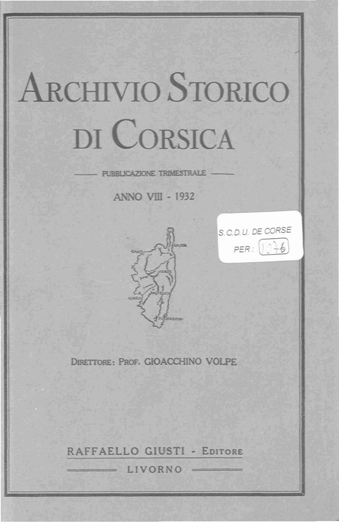 >Archivio Storico di Corsica (1932)
