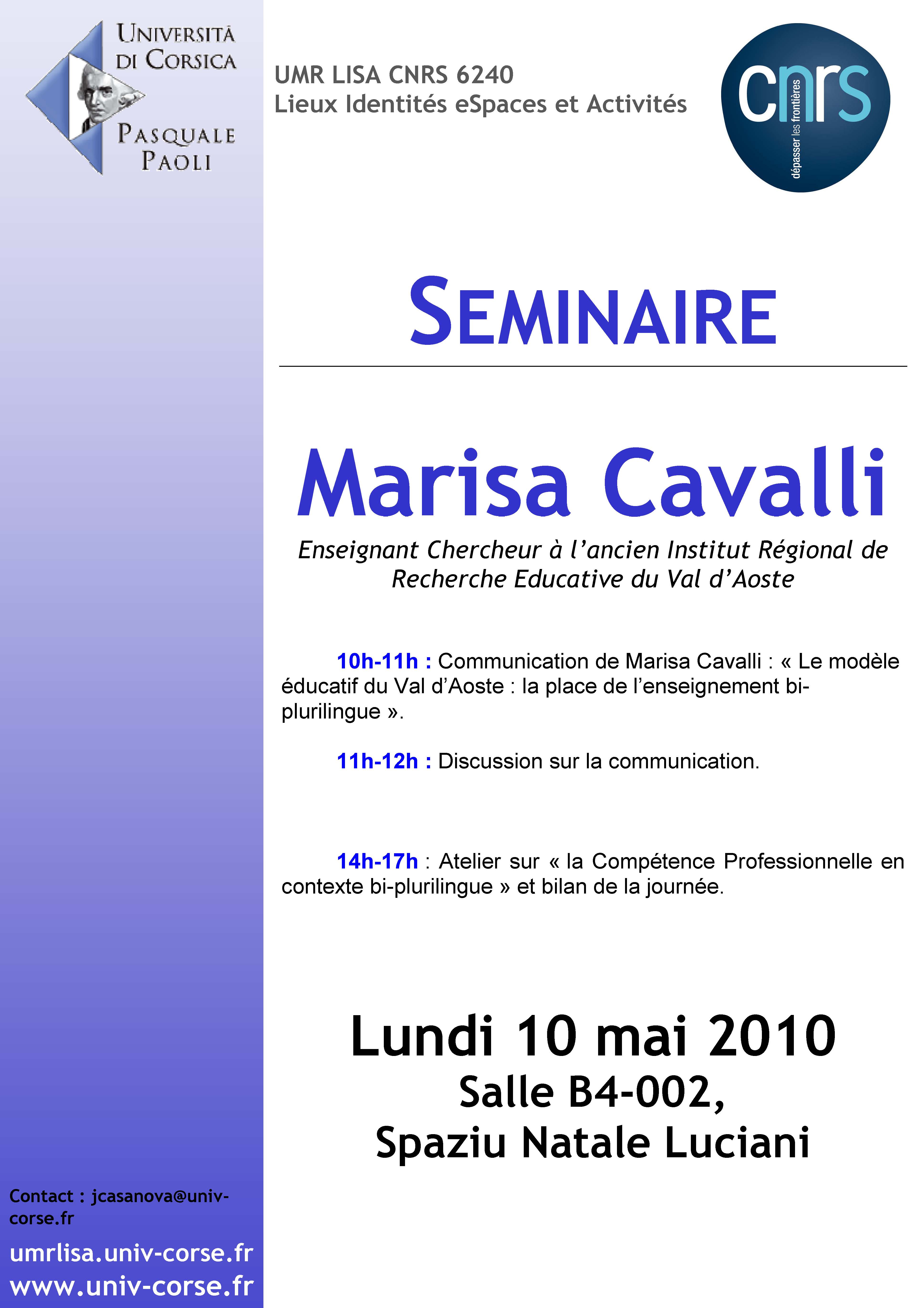 >Séminaire Marisa Cavalli - Le modèle éducatif du Val d'Aoste, la place de l'enseignement bi-plurilingue
