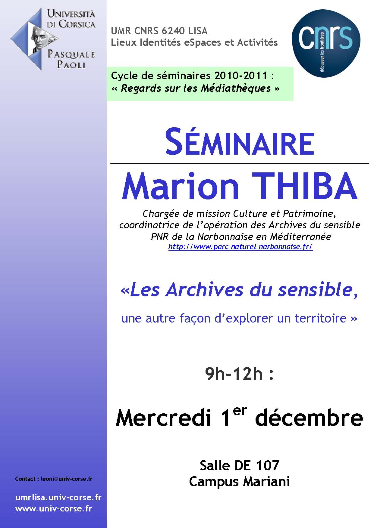 >Séminaire Marion Thiba - Archives du sensible, une autre façon d'explorer le territoire