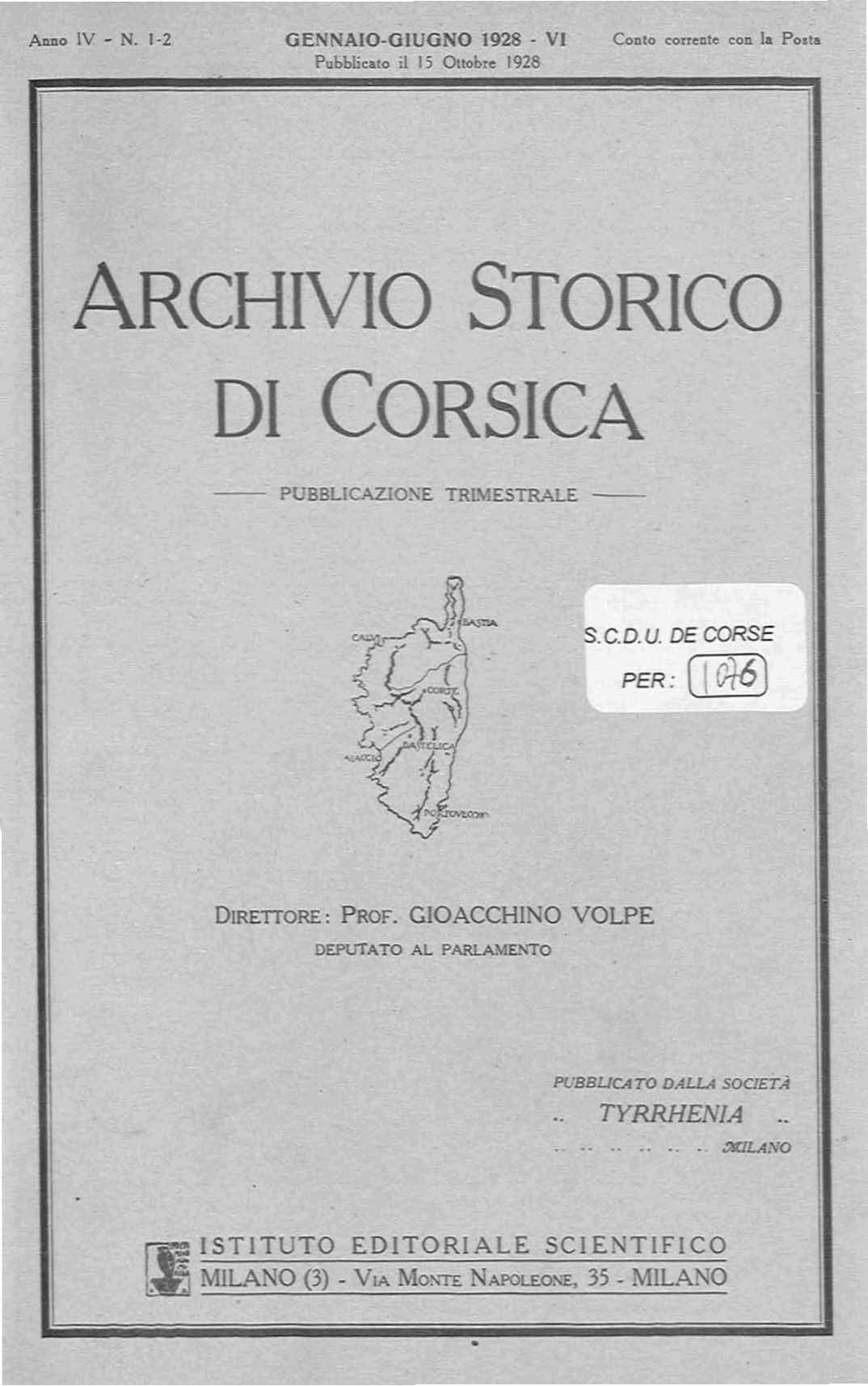 >Archivio Storico di Corsica (1928)