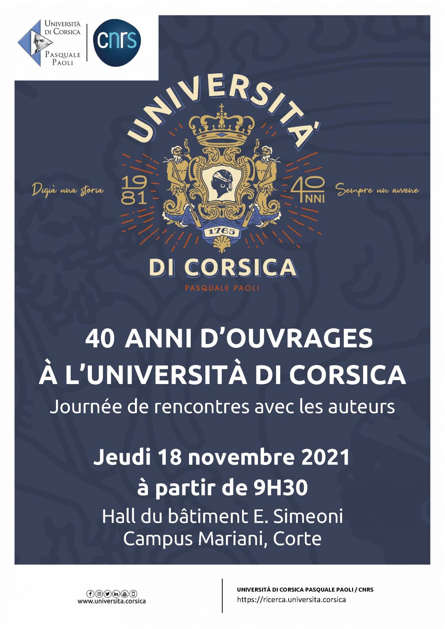 Journée de rencontres « 40 ans d’ouvrages scientifiques à l’Università di Corsica »