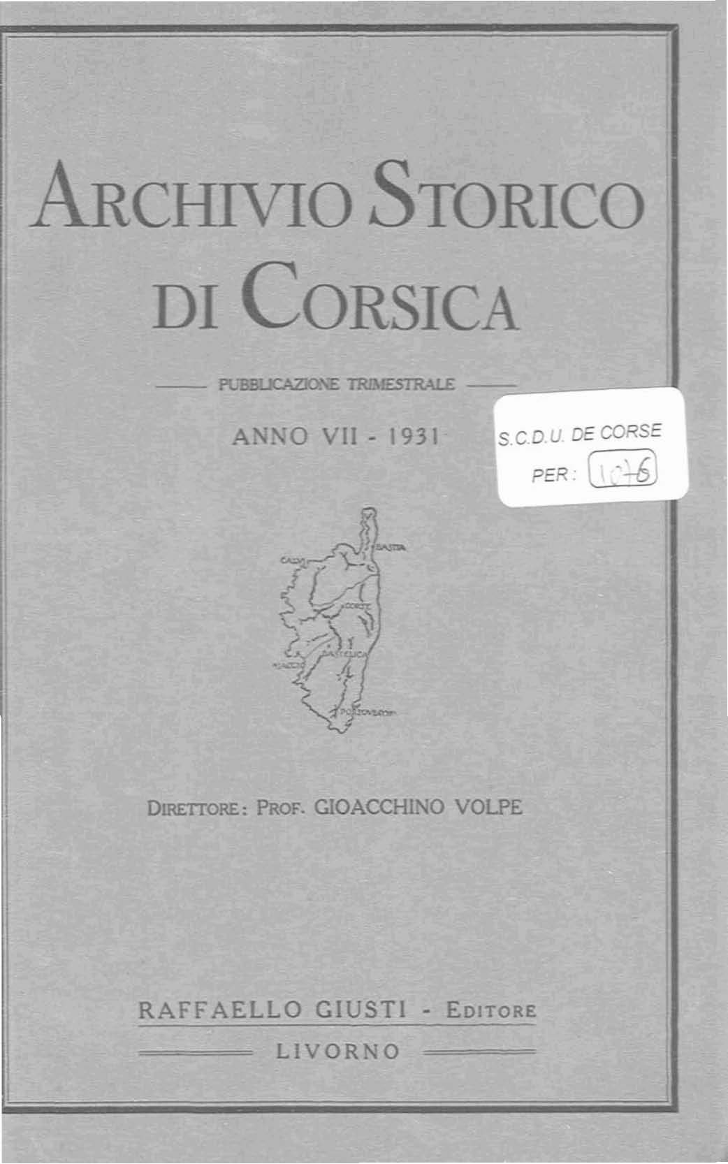 >Archivio Storico di Corsica (1931)
