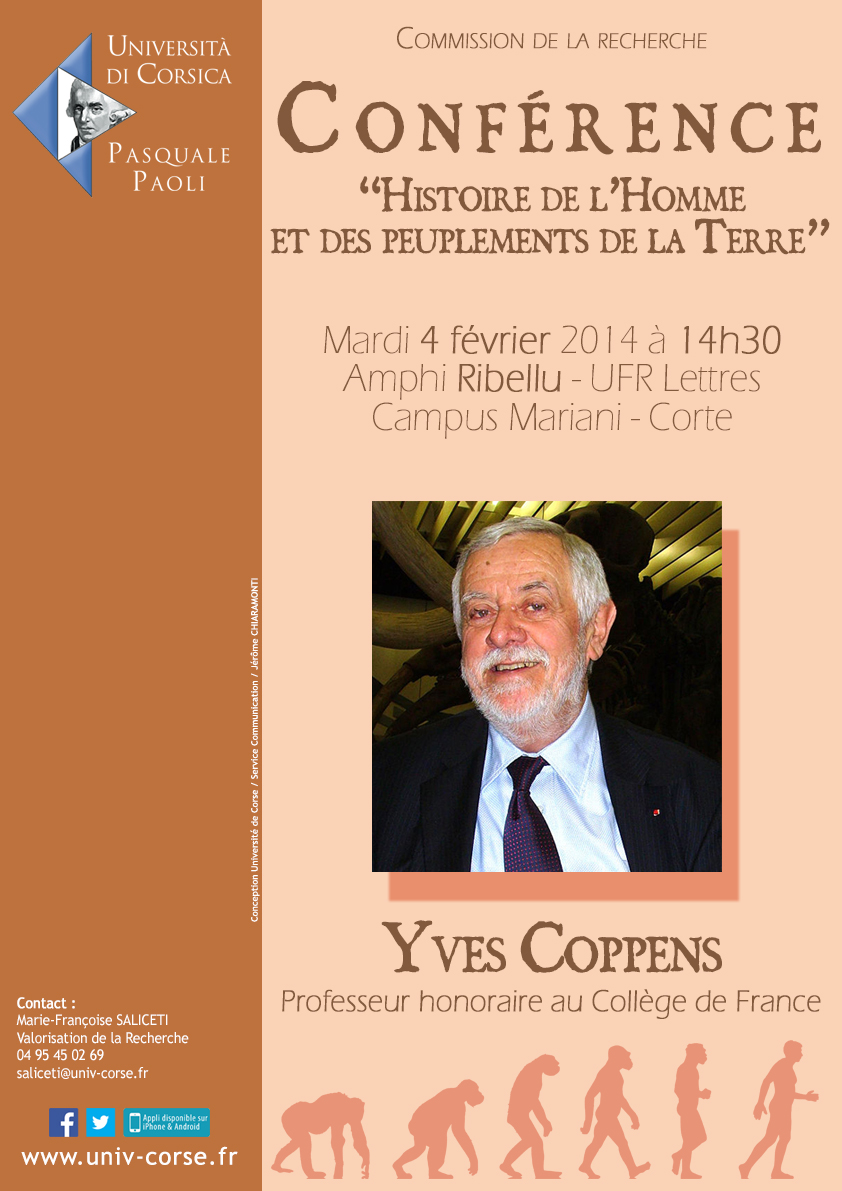 Conférence Yves Coppens - Histoire de l'Homme et des peuplements de la Terre