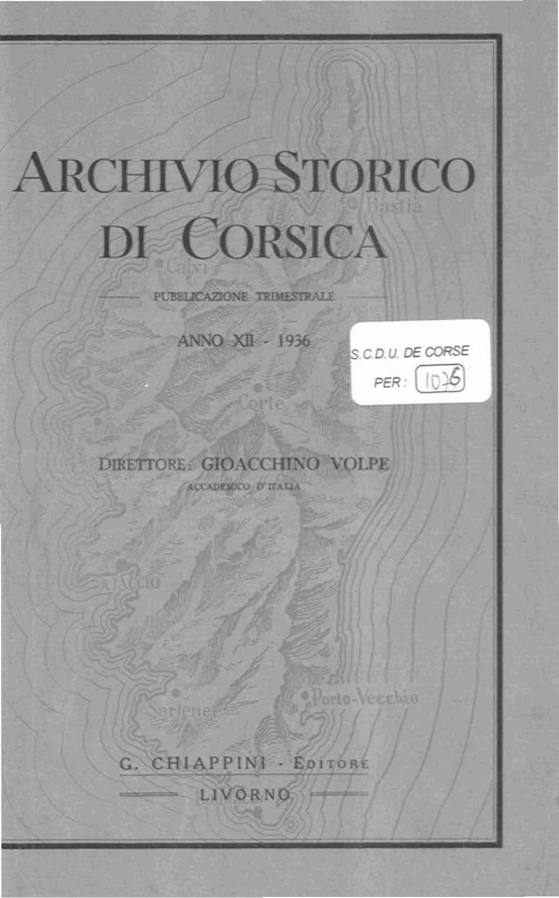 >Archivio Storico di Corsica (1936)