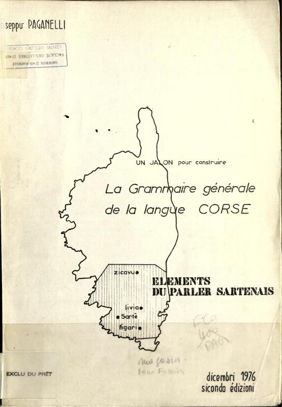 >Un jalon pour construire la grammaire générale de la langue corse
