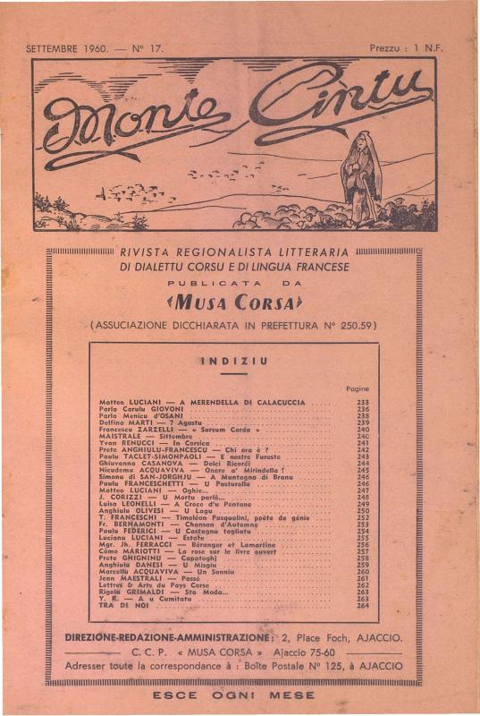 >Monte Cintu Numaru 17 Settembre 1960