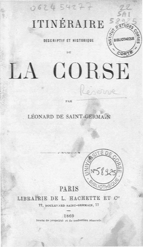 >Itinéraire descriptif et historique de la Corse