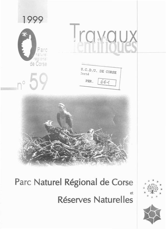 Travaux Scientifiques du Parc Naturel Régional et des Réserves Naturelles de Corse 1999 - n° 59