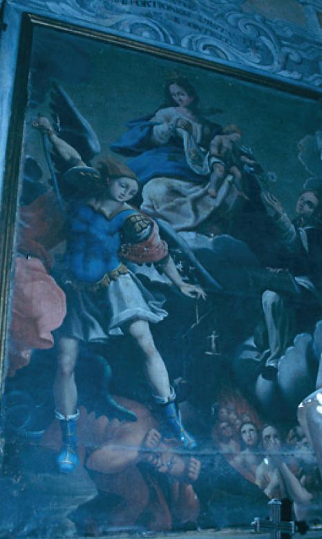 Vierge à l'Enfant dans les nuées, saint Dominique, saint Michel, Âmes du Purgatoire