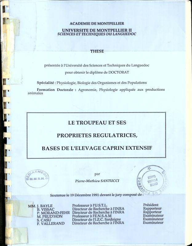 >Le troupeau et ses propriétés régulatrices, bases de l'élevage caprin extensif