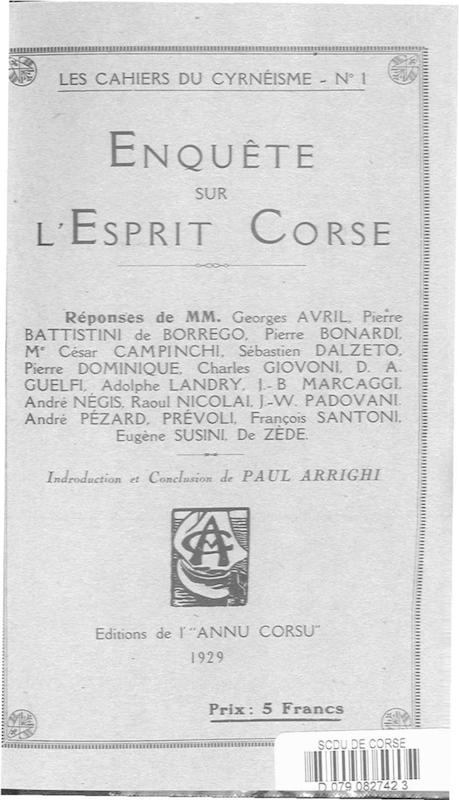 >Enquête sur l'Esprit Corse