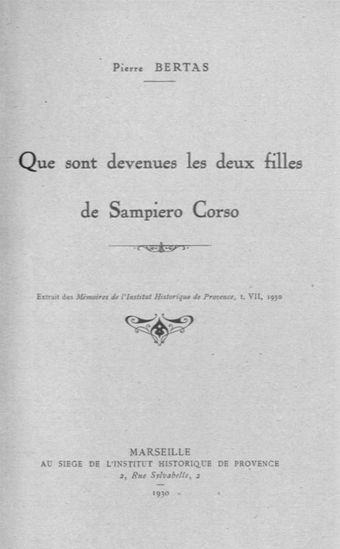 >Que Sont devenues les deux Filles de Sampiero Corso