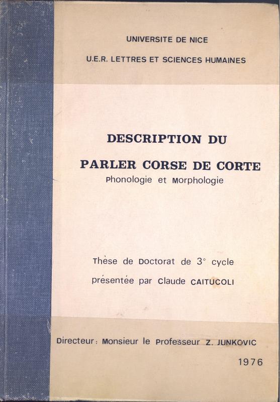 >Description du parler corse de Corte