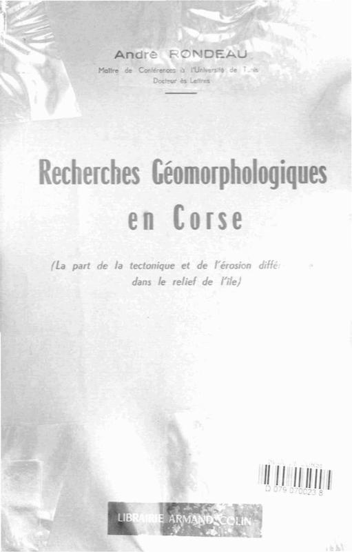 >Recherches géomorphologiques en Corse