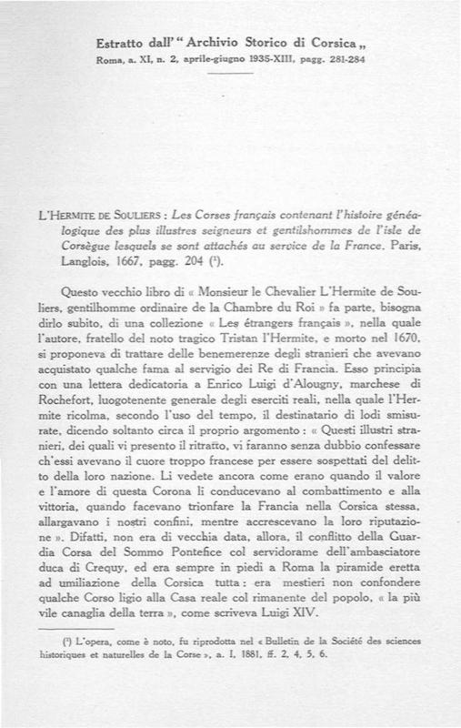>Estratto dall'Archivio Storico di Corsica, N°2