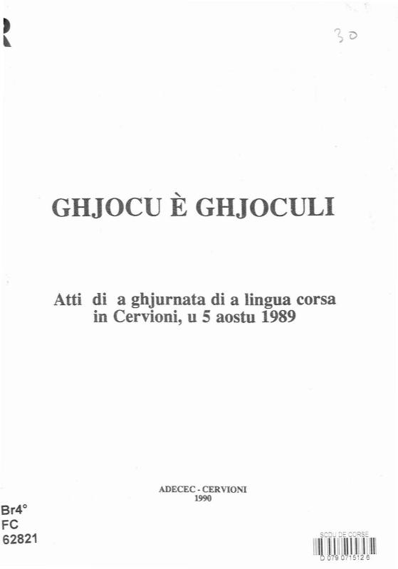 >Ghjocu è Ghjoculi