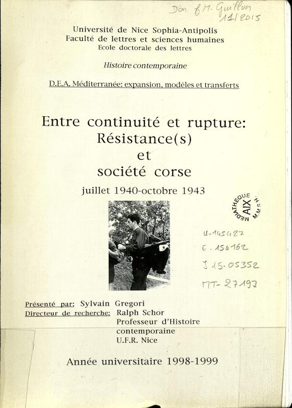 >Entre continuité et rupture : résistance(s) et société corse