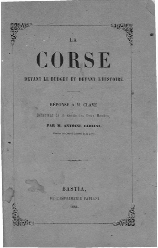 >La Corse devant le budget et devant l'histoire