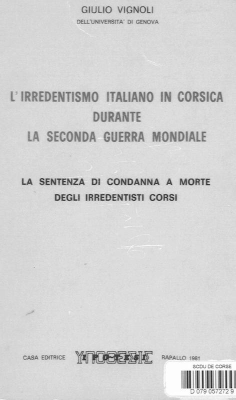 >L'irredentismo italiano in Corsica durante la seconda guerra mondiale - La sentenza di condanna a morte degli irredentisti corsi