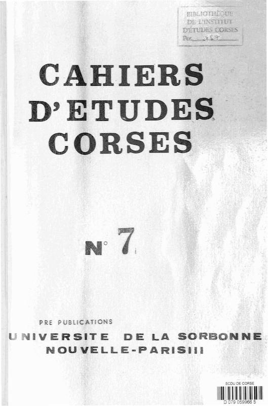 >Cahiers d'études corses
