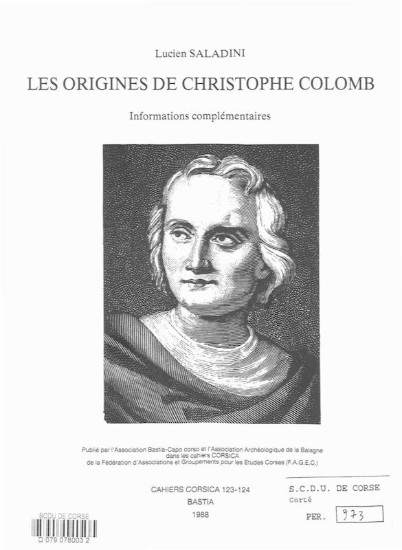 Cahiers Corsica N° 123-124 Les origines de Christophe Colomb 1988