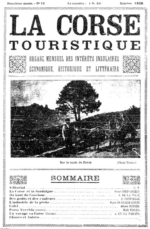 >La Corse touristique. Octobre 1925