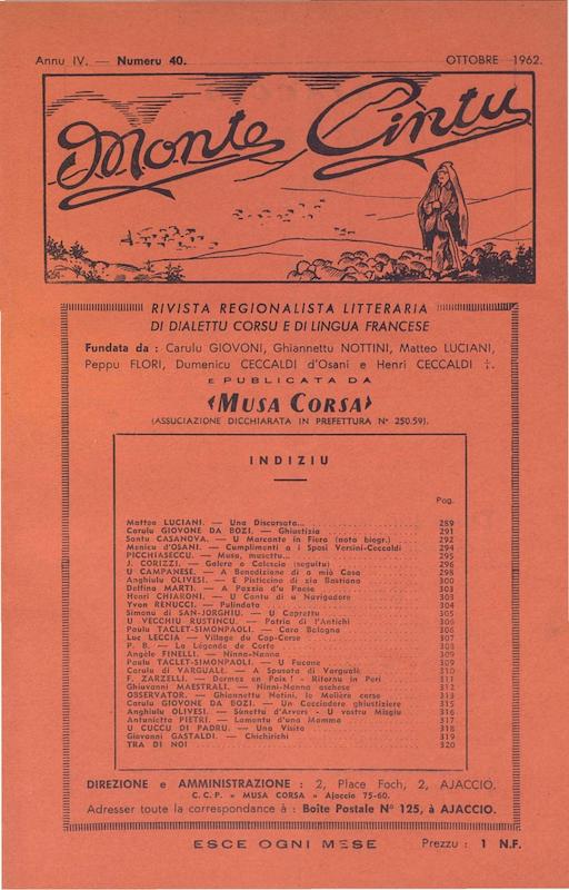 >Monte Cintu Numaru 40 Ottobre 1962