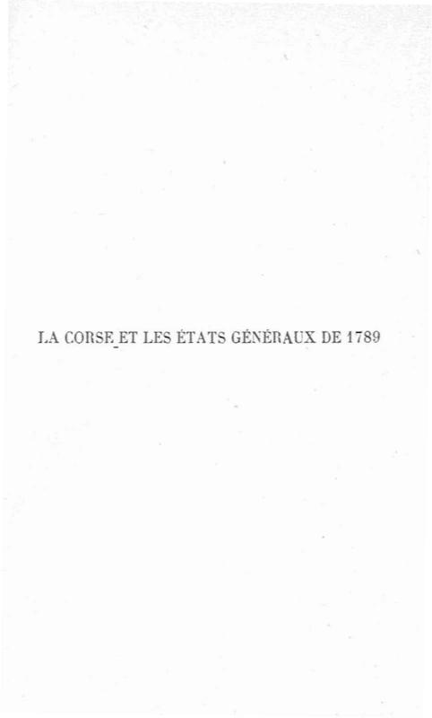 >La Corse et les Etats Généraux de 1789
