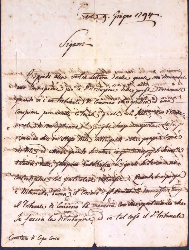 Lettre du général Paoli au comité de sûreté de Rogliano