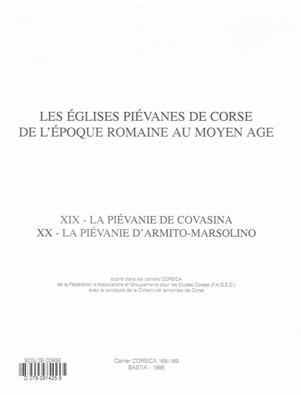 >Cahiers Corsica N° 168-169 Les églises piévanes de Corse de l'époque romaine au Moyen Age 1995