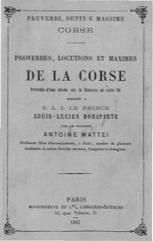 >Proverbes, locutions et maximes de la Corse