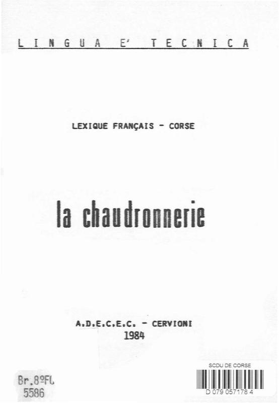 >Lexique français-corse : la chaudronnerie