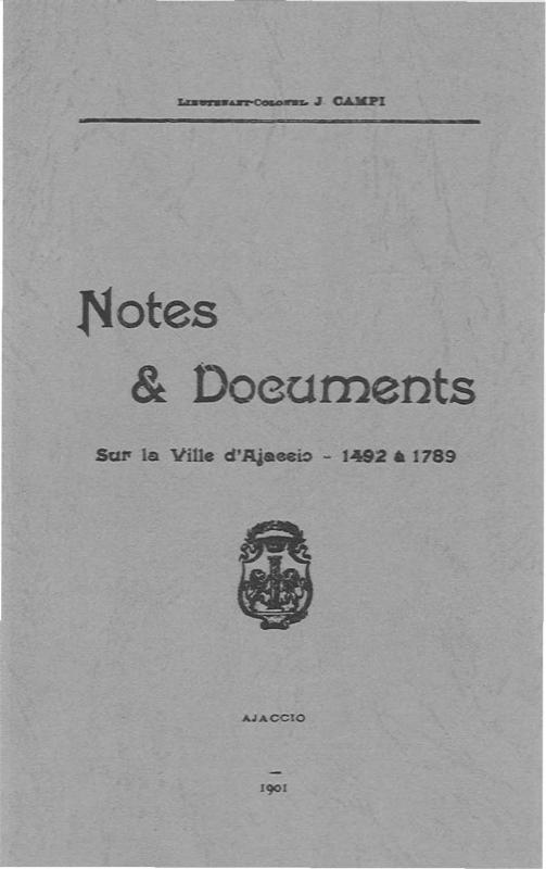 >Notes et documents sur Ajaccio