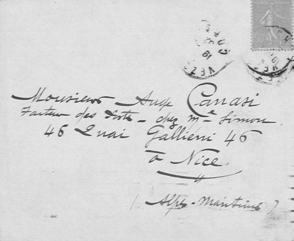 Enveloppes des correspondances de Joseph-Antoine Canasi