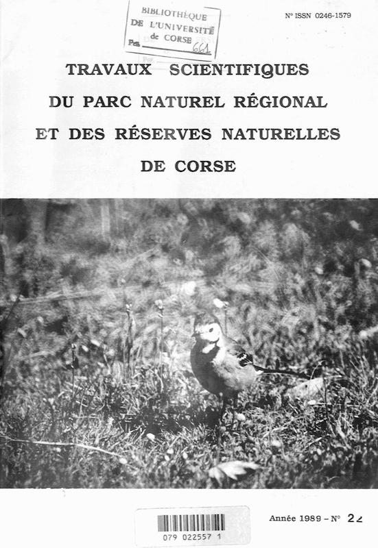 >Travaux scientifiques du Parc Naturel Régional de Corse 1989, N° 22