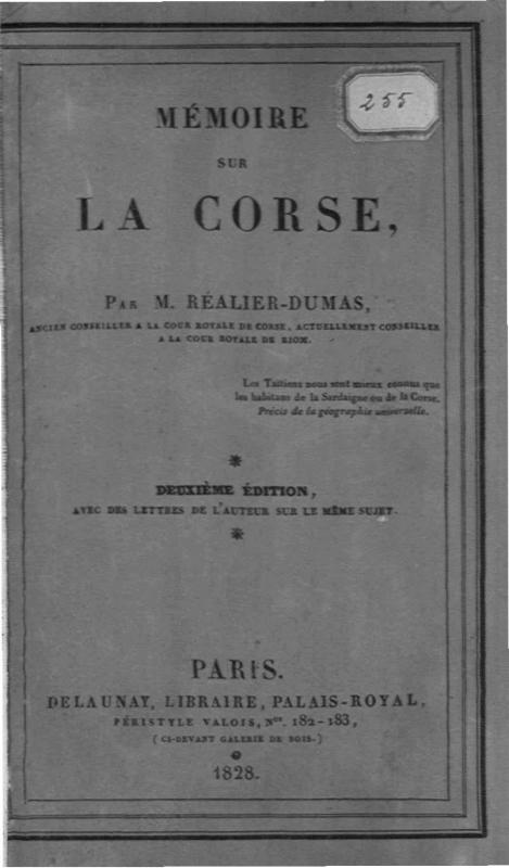 >Mémoire sur la Corse