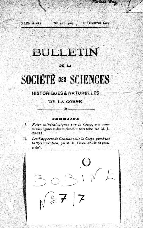 >Bulletin de la Société des sciences historiques et naturelles de la Corse