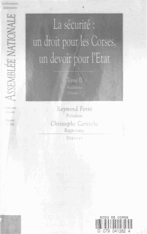 >La sécurité : un droit pour les Corses, un devoir pour l’État