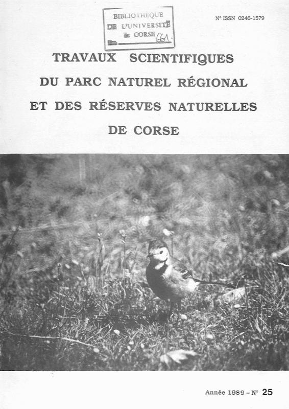 >Travaux scientifiques du Parc Naturel Régional de Corse 1989, N°25