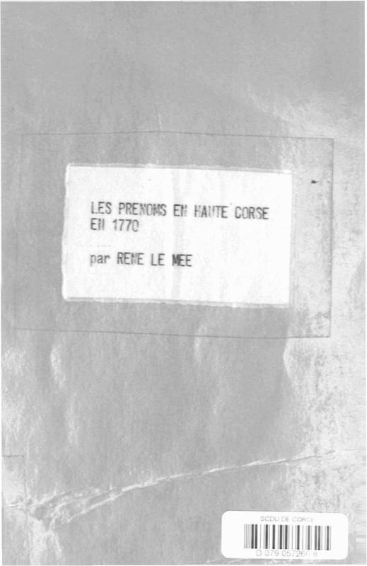>Les Prénoms en Haute-Corse en 1770