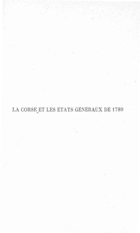 >La Corse et les Etats Généraux de 1789