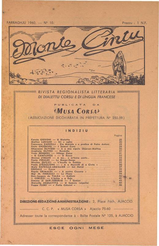 >Monte Cintu Numaru 10 Farraghju 1960