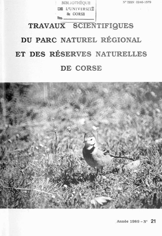>Travaux scientifiques du Parc Naturel Régional et des Réserves Naturelles de Corse