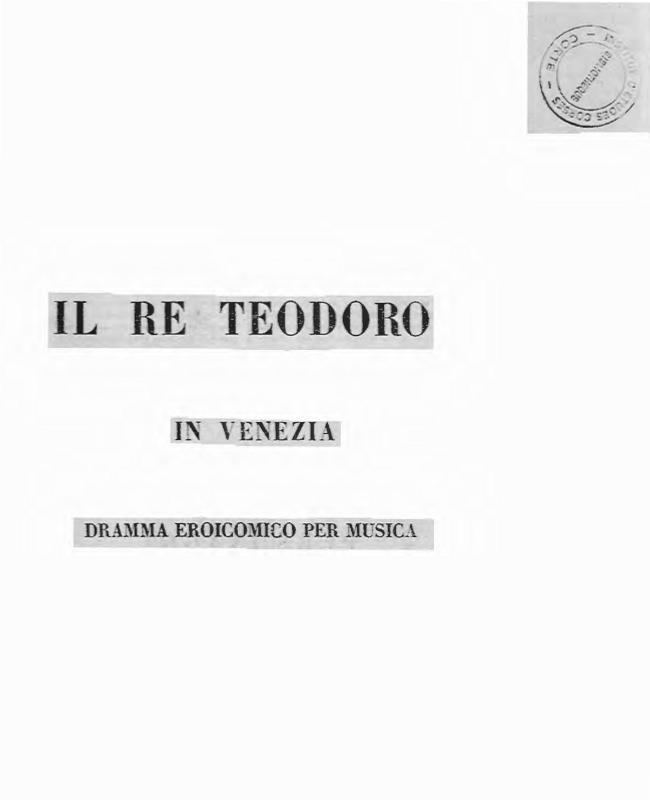 >Il Re Teodoro in Venezia